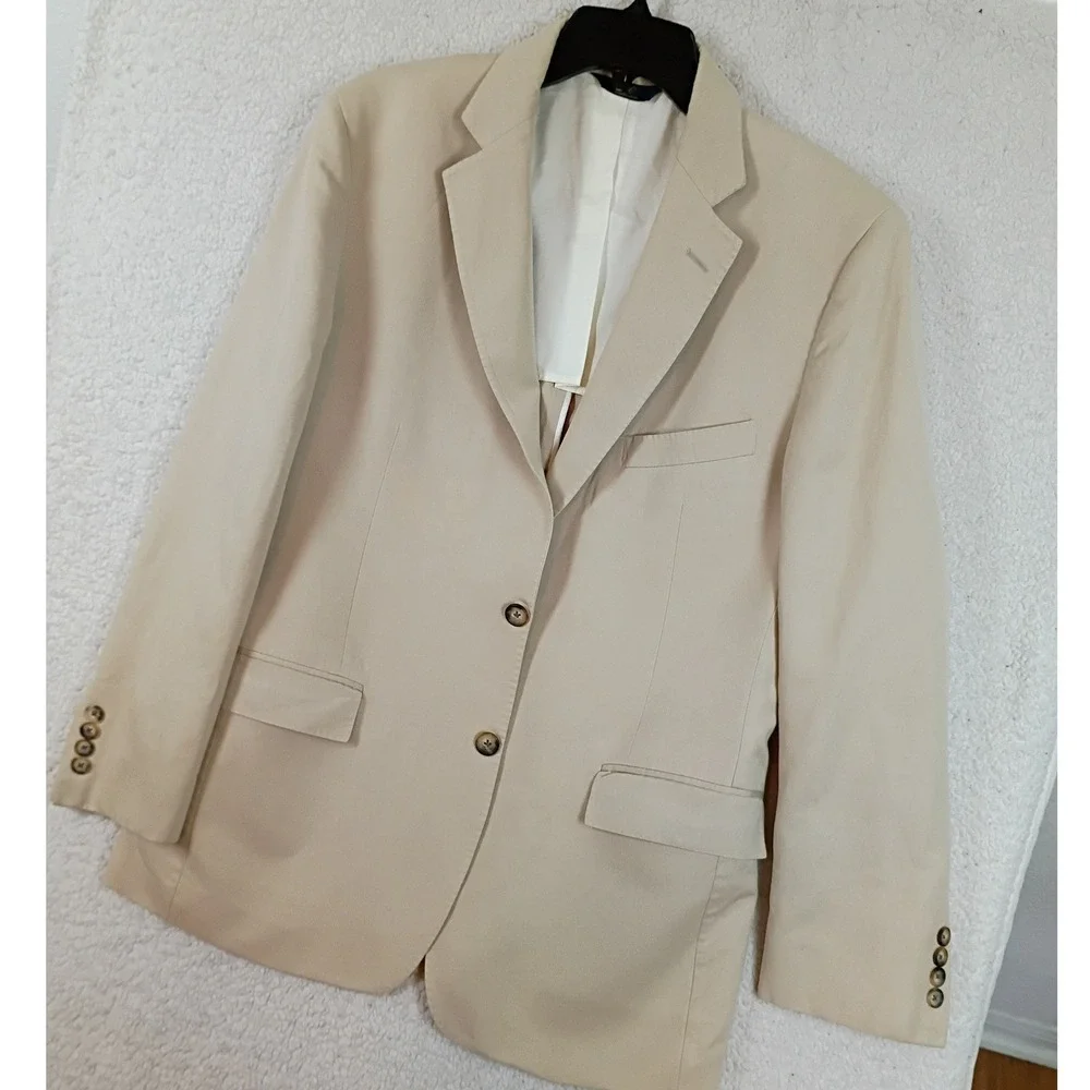 Brooks Brothers 346 Regent Fit Mens 42R Tan Cotton Two Button Blazer Sport Coat
